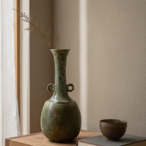 bình gốm mộc xanh rêu