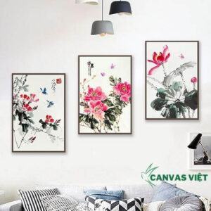 Bộ 3 Tranh Canvas Hoa Hiện đại Tối Giản Hcv0045