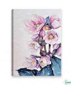 Tranh canvas hoa sen hồng trừu tượng H007