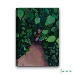 Tranh canvas hiện đại cô bé trong bụi HD004