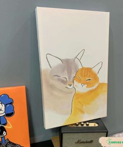 Tranh canvas mèo màu nước HD011