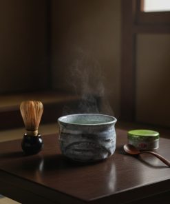 Chawan Gốm Mộc Men Lam Trà Đạo