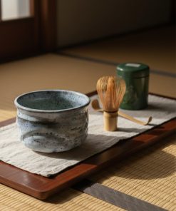 Chawan Gốm Mộc Men Lam Trà Đạo