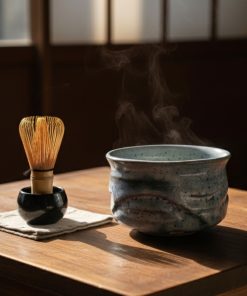 Chawan Gốm Mộc Men Lam Trà Đạo