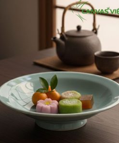 Đĩa Gốm Nhật Men Xanh Ngọc