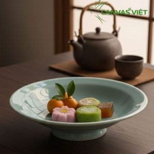 Đĩa Gốm Nhật Men Xanh Ngọc