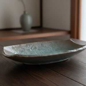Dĩa Mộc Gốm Nhật Dáng Dài – Men Mộc Thủ Công