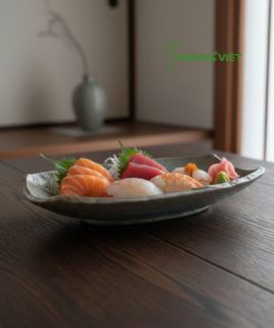 Dĩa Mộc Gốm Nhật Dáng Dài – Men Mộc Thủ Công (2)