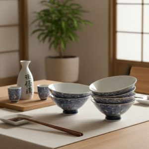 bộ 6 chén ăn cơm gốm nhật