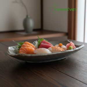 Dĩa Mộc Gốm Nhật Dáng Dài