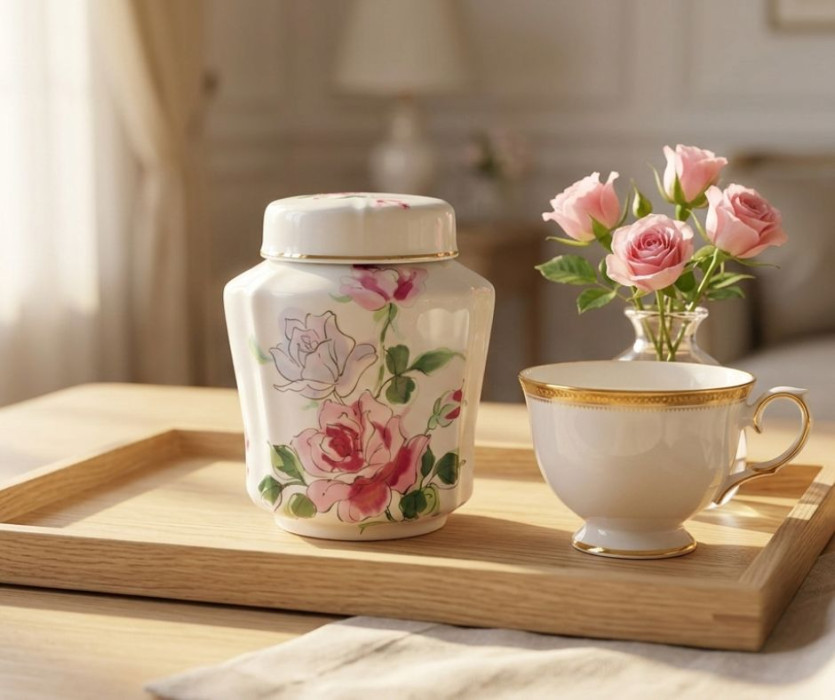 Hũ Gốm Âu Hoa Hồng