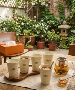 Set 5 Ly Gốm Mộc Louis Valentino Italy