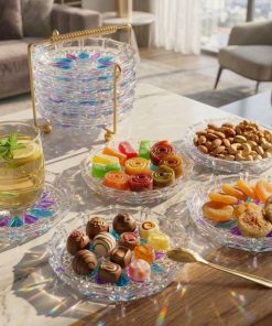 Set Dĩa Lót Ly Thủy Tinh Màu Cao Cấp