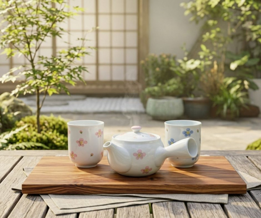 Set Trà Phu Thê Hoa Anh đào Gốm Nhật