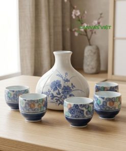 SET BÌNH 5 CHÉN GỐM NHẬT